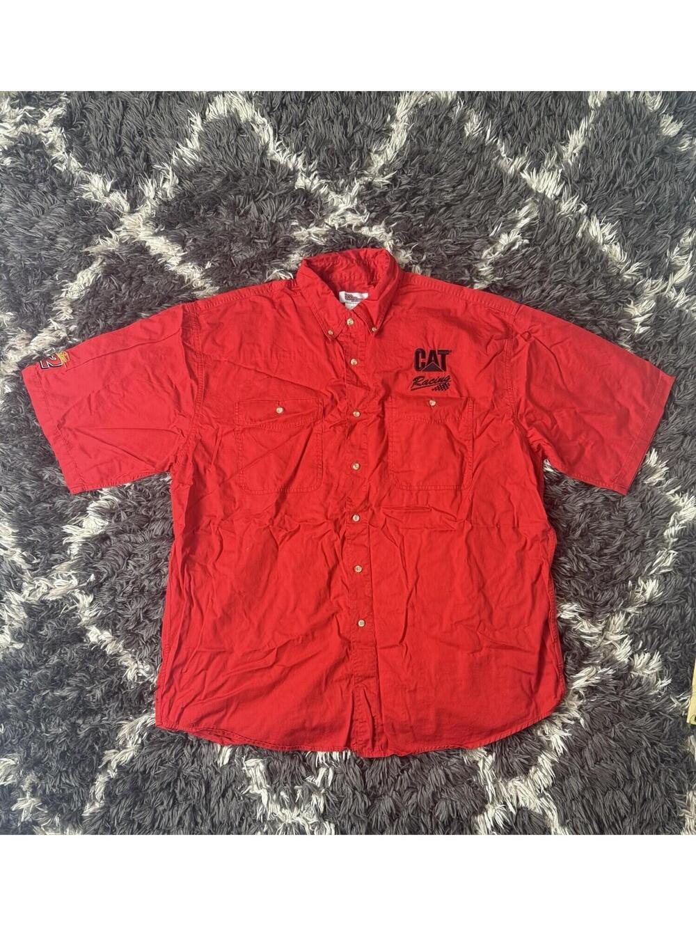 Vintage 90s CAT Racing Shirt Mens XXL Button Down Racing Champions NASCAR